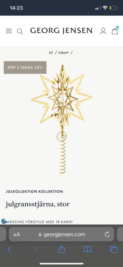 Georg Jensen Julgransstjärna Stor julstjärna mässing