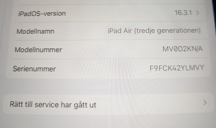 iPad Air (tredje generationen) 64gb Wifi och simkort