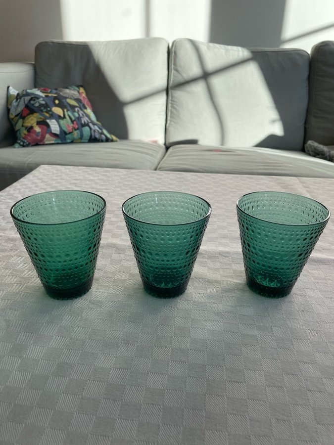 Tre gröna dricksglas tumbler 30 cl Iittala Kastehelmi