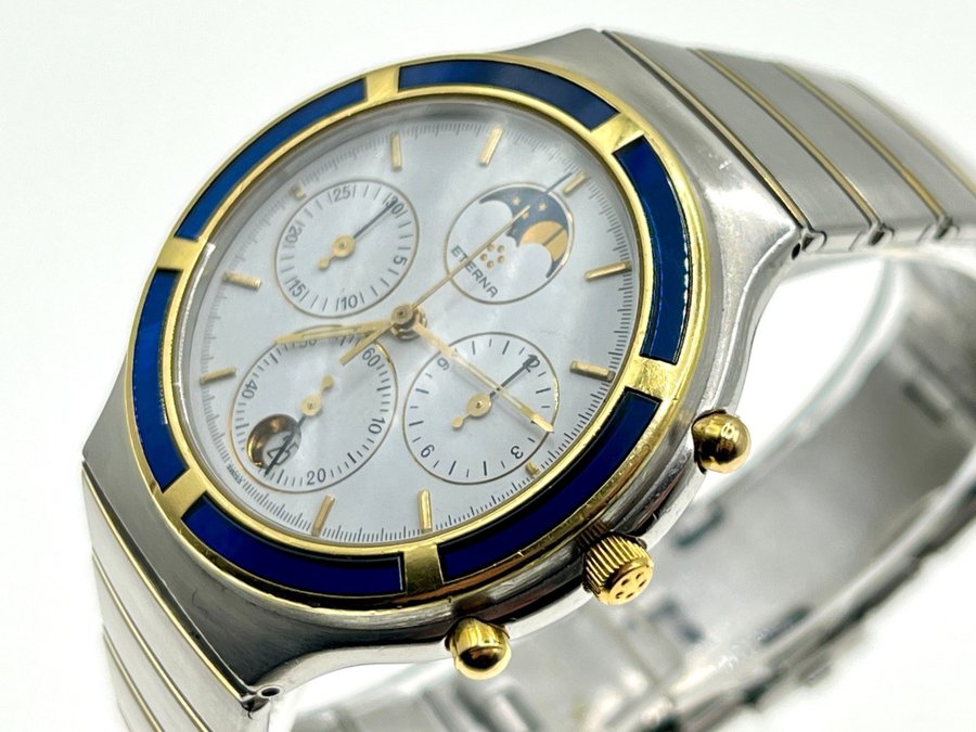 Eterna Airforce Moonphase Chronograph Steel/18k Gold Watch