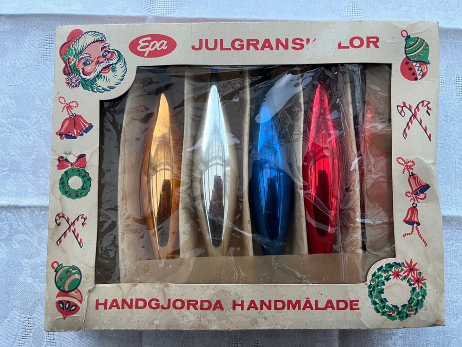 Retro 5 st EPA handgjorda, handmålade Glas droppar/julgranskulor julpynt