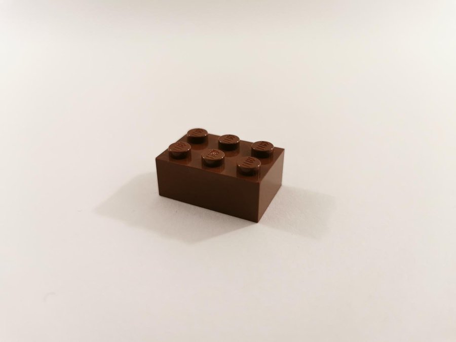 Lego - brick - bas - hög - 2x3 - part 3002 - brun (reddish)