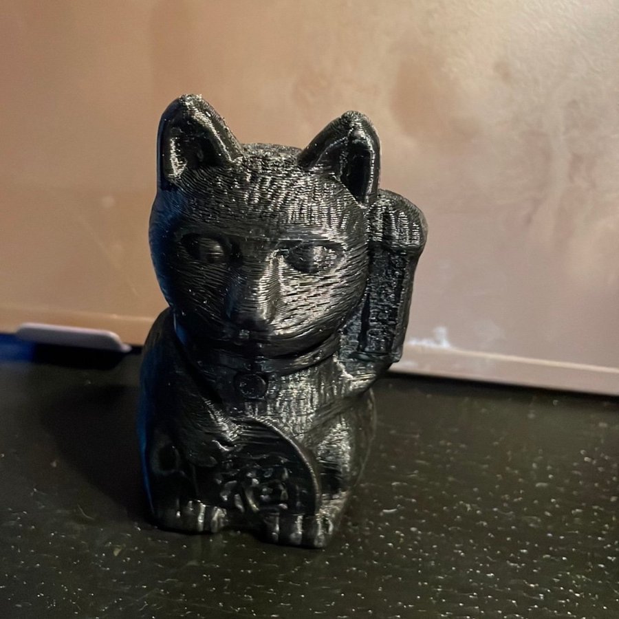 Sort Maneki-Neko Kat Figur