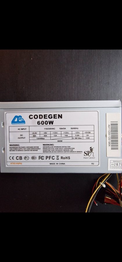 CODEGEN 600W Nätaggregat