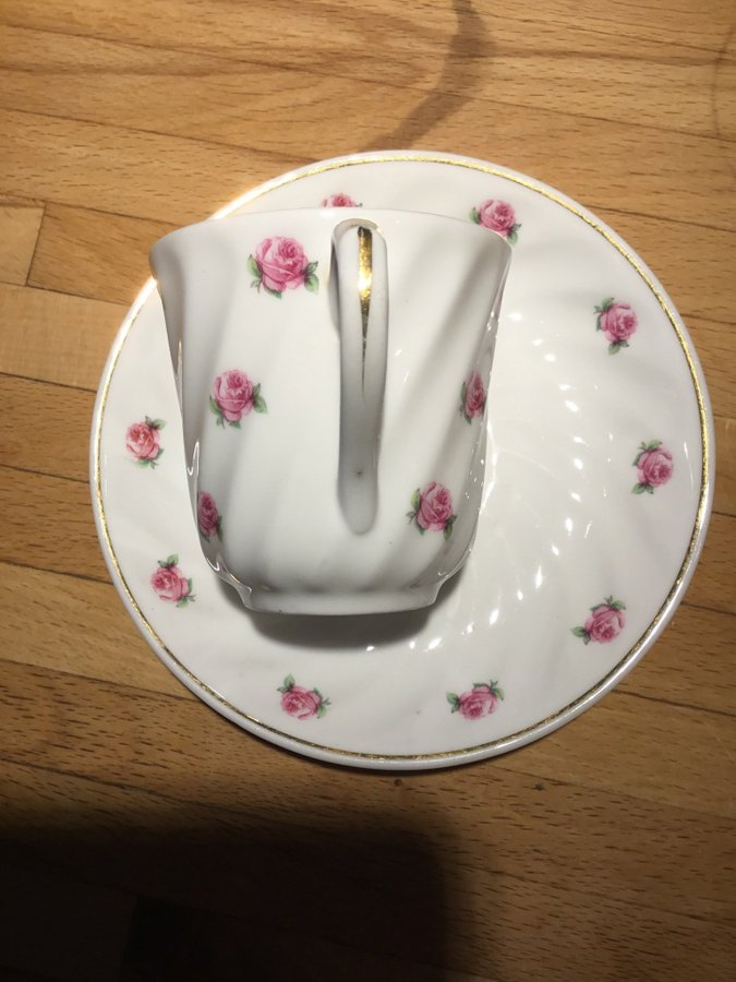 Gustavsberg kaffekoppar med små rosa rosor, 6 st , retro,