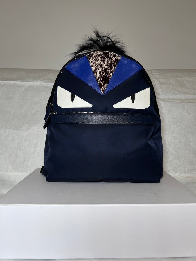 FENDI Blue Nylon Monster Backpack.