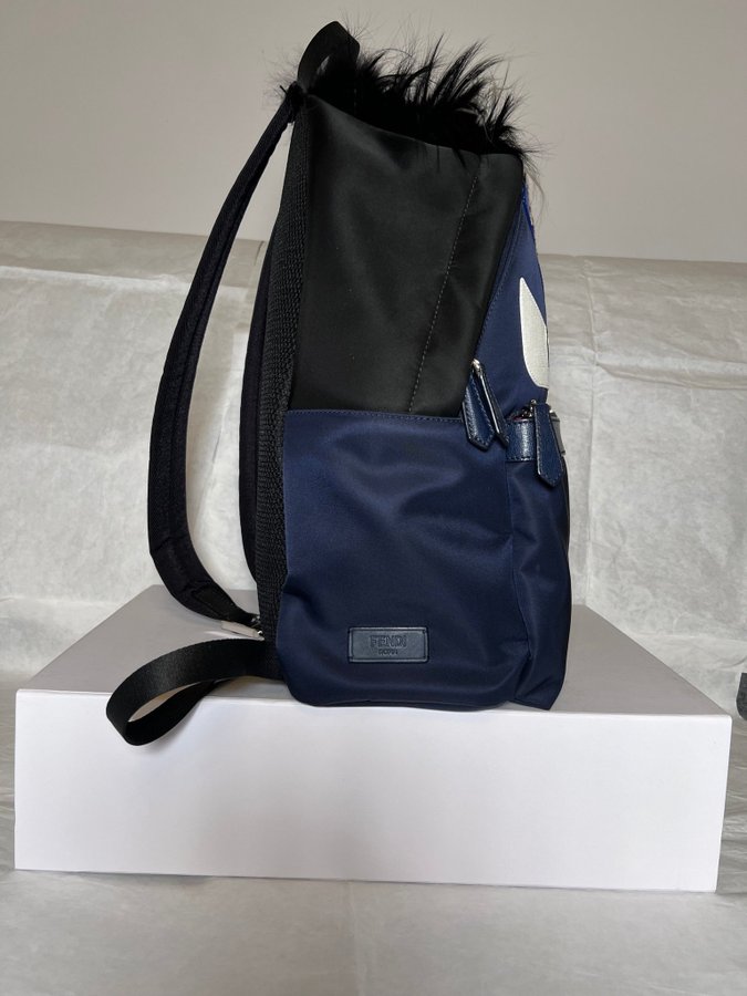 FENDI Blue Nylon Monster Backpack.