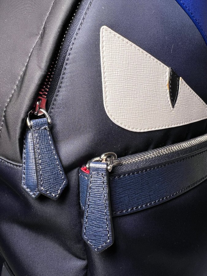 FENDI Blue Nylon Monster Backpack.