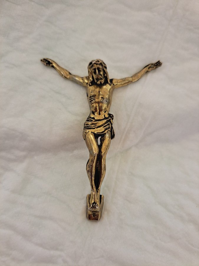 Vintage Crucifix Krucifix med Jesus Kristus i gyllene metall