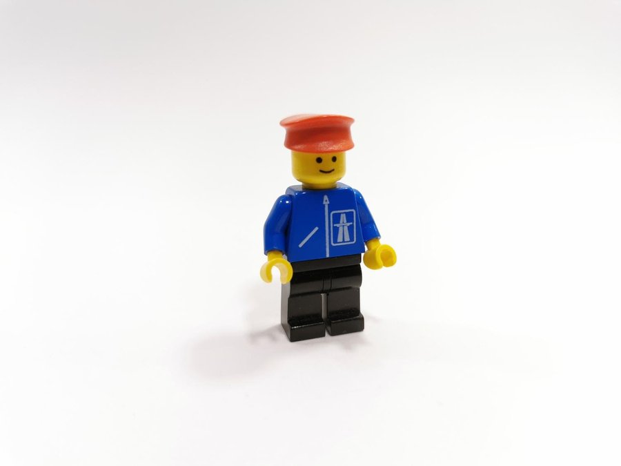 Lego - minifigur - city - stad - vägarbetare - blå