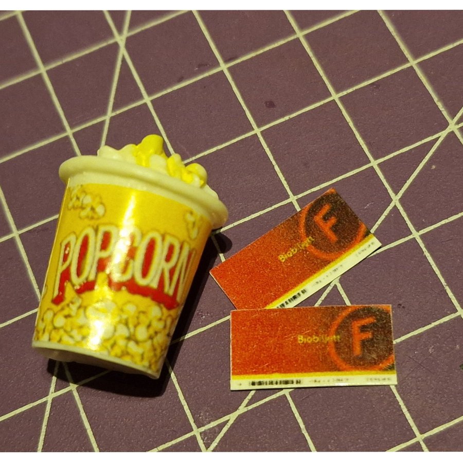 (3st) Miniatyr Biobiljetter + Popcorn