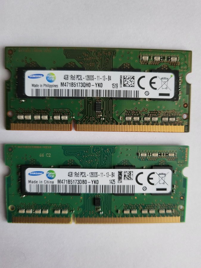 RAM MINNE 2x4GB PC3L Samsung till Bärbara/Laptop