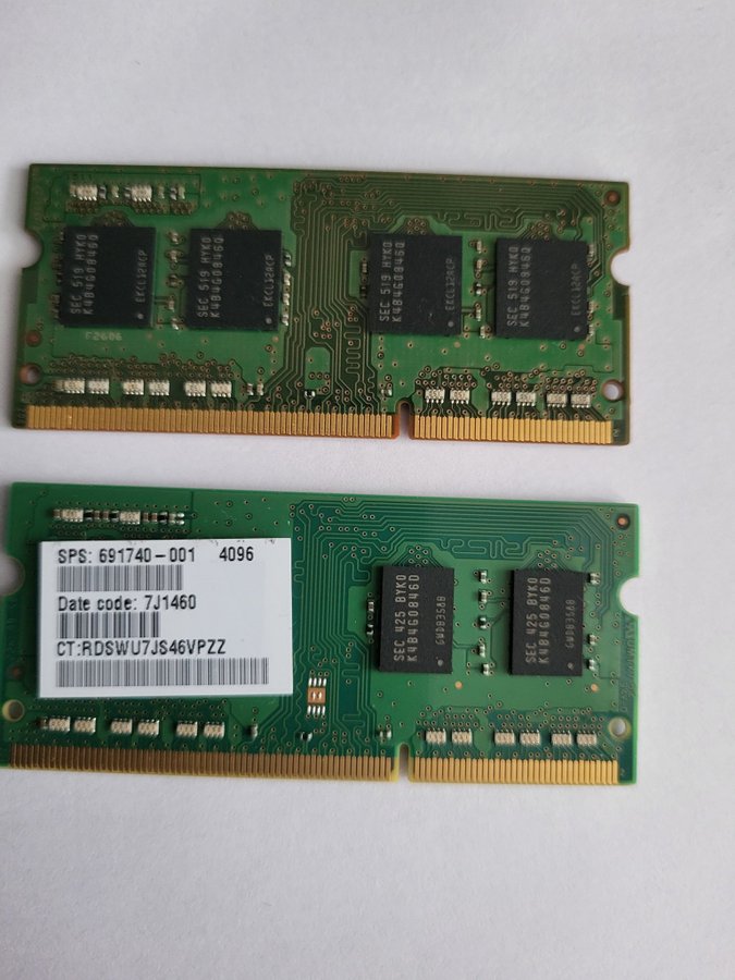 RAM MINNE 2x4GB PC3L Samsung till Bärbara/Laptop