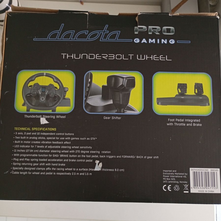 Dakota Pro Gaming Thunderbolt racing / steering Wheel