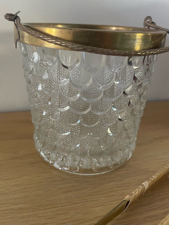 Ishink mässing glas med tång retro vintage jul nyår dukning