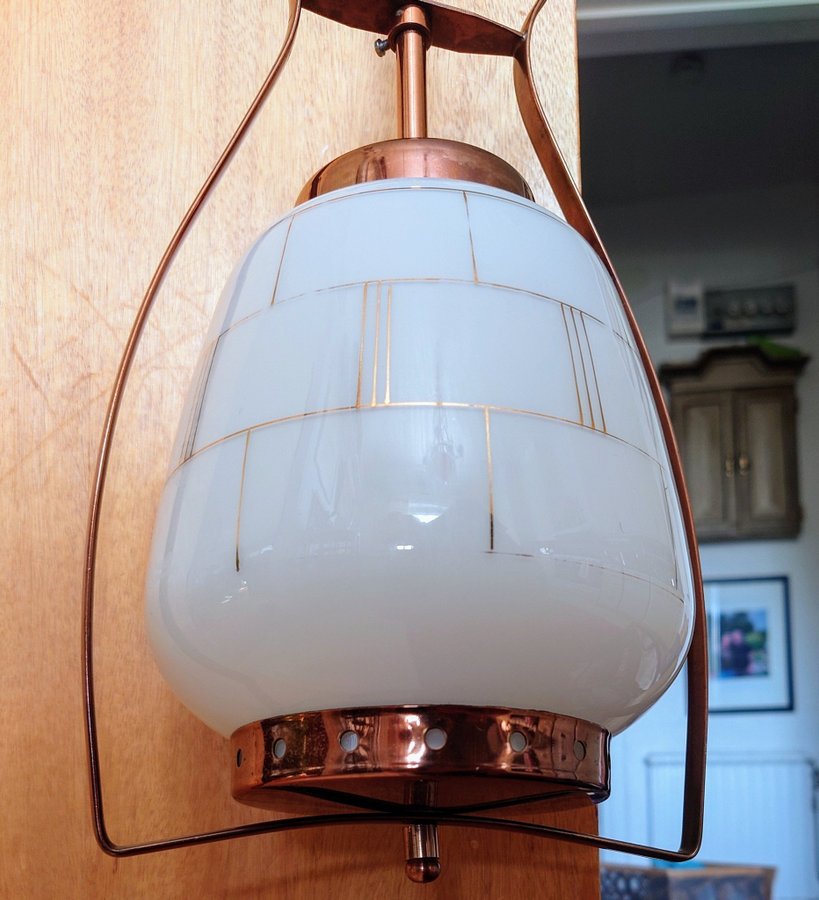 Taklampa koppar glas retro design 1950 tal