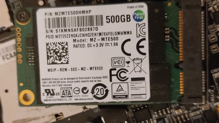 Samsung SSD Hårddisk Msata 500Gb