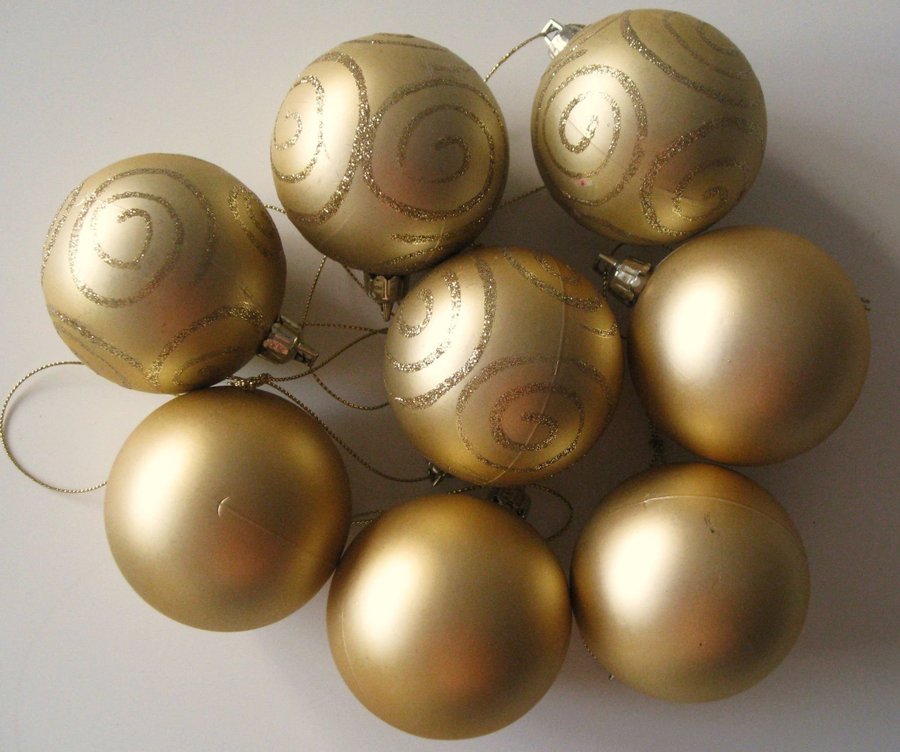 Julgranspynt - 8 st julgranskulor i guld