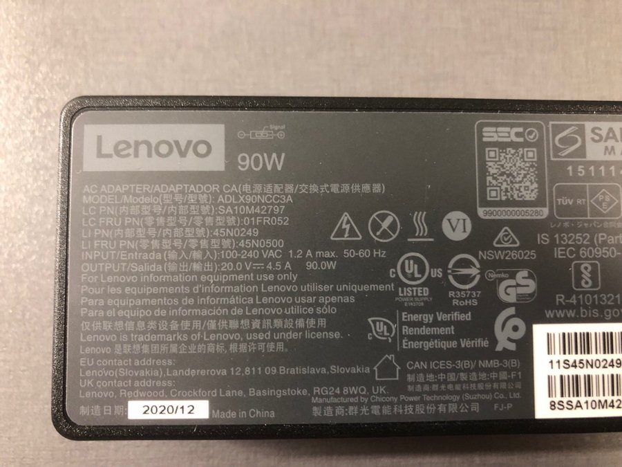 Lenovo 90W AC-adapter 20V (4.5 A)