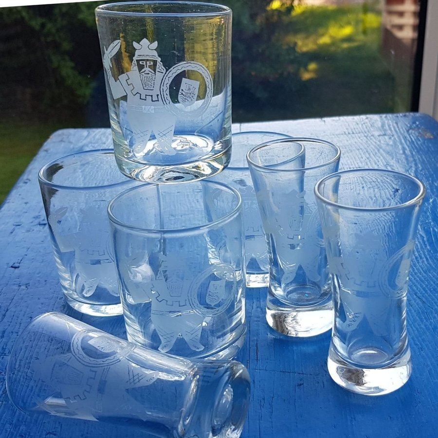 7 st Glas Viking Reijmyre Whiskey Selter Snapsglas Vintage Samlare