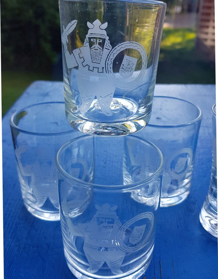 7 st Glas Viking Reijmyre Whiskey Selter Snapsglas Vintage Samlare