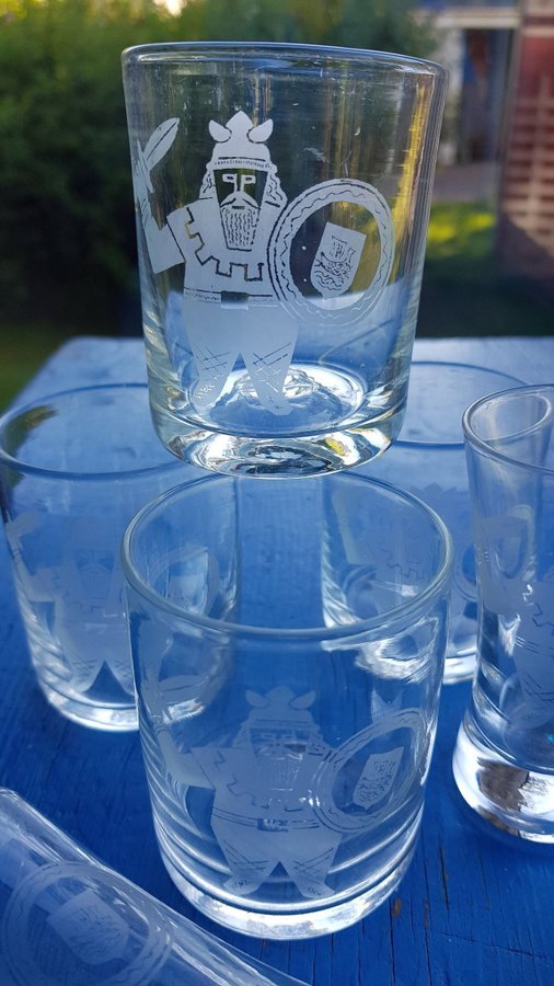 7 st Glas Viking Reijmyre Whiskey Selter Snapsglas Vintage Samlare