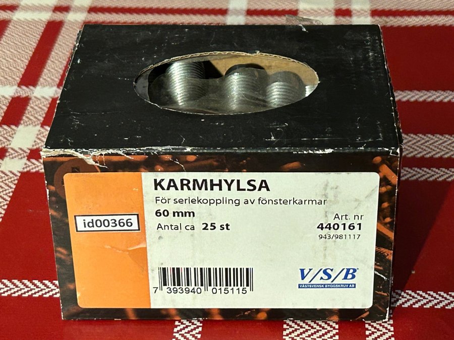 Karmhylsa (id00366) VSB 60 mm för seriekoppling av fönsterkarmar 25 stycken