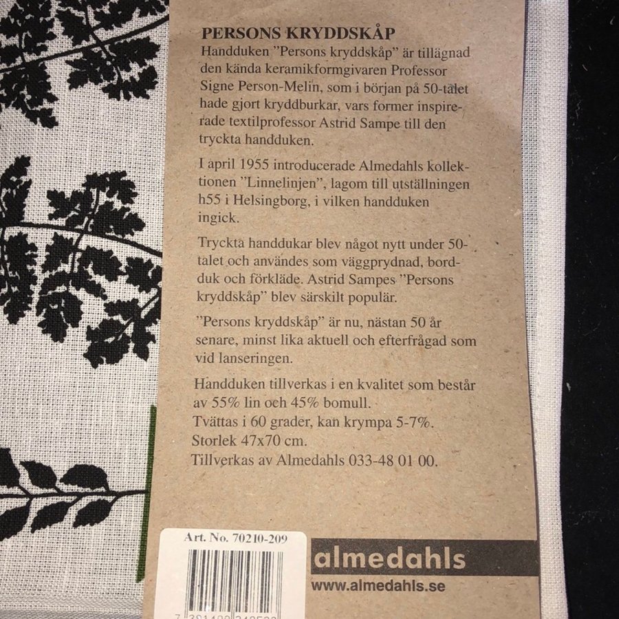 Almedahls "Persons Kryddskåp" kökshandduk och servetter !