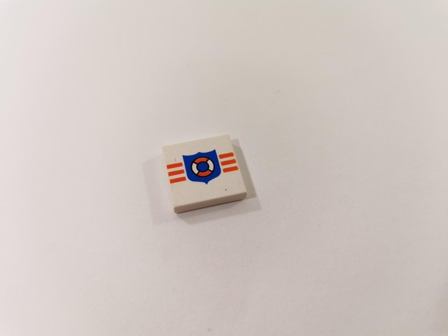 Lego - tryck - tile - 2x2 - part 3068bp66 - coast guard - vit