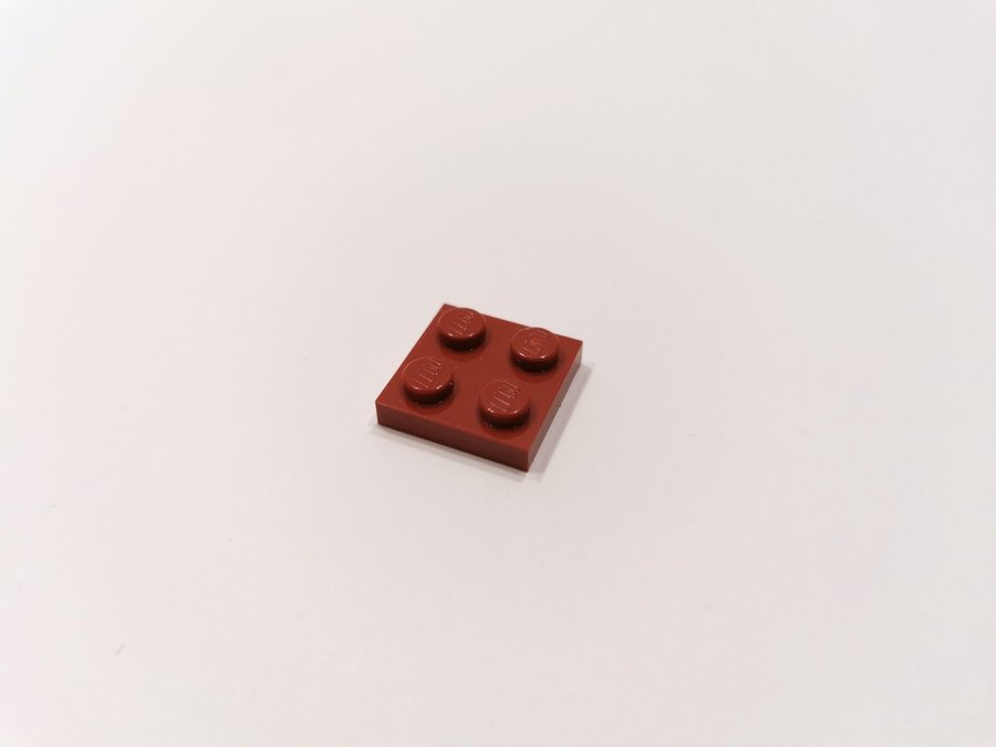 Lego - plate - platt - bas - 2x2 - part 3022 - vinröd (dark red)