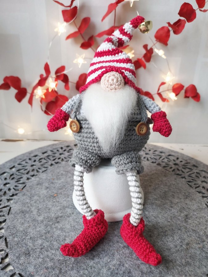 Handvirkad Gnome Jultomte Tomte Julpynt Jul Pynt Prydnad Julprydnad Santa Clau