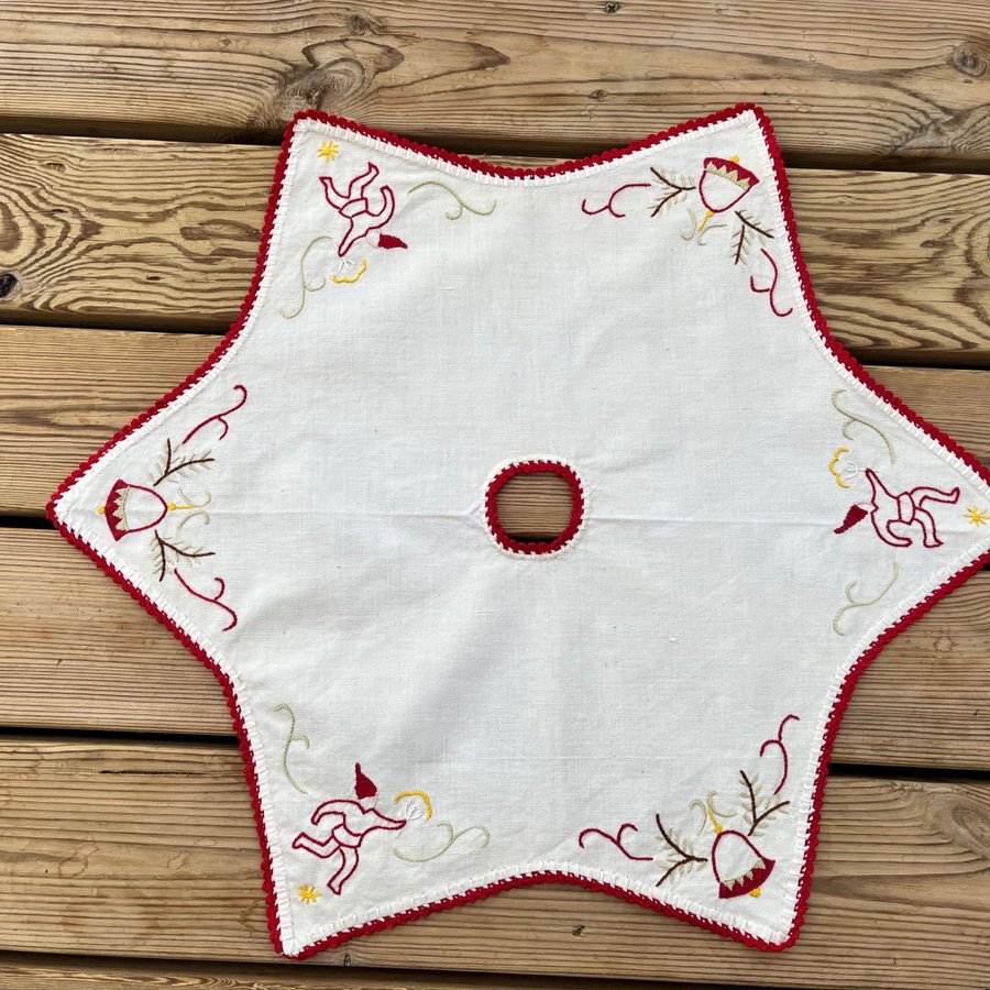 Fin handbroderad lampslöja, diameter ca 47cm, i mycket gott skick