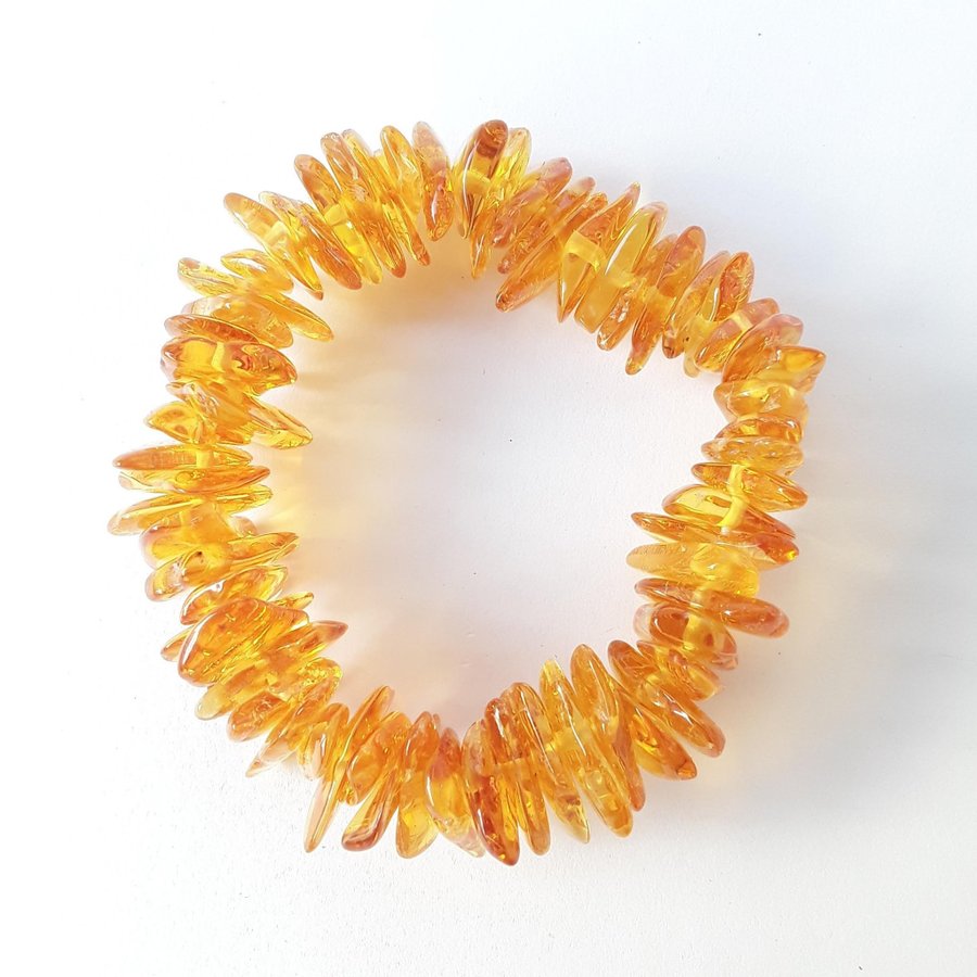 Baltic amber bracelet Yellow gemstone stretchy cuff bracelet Honey amber jewelry