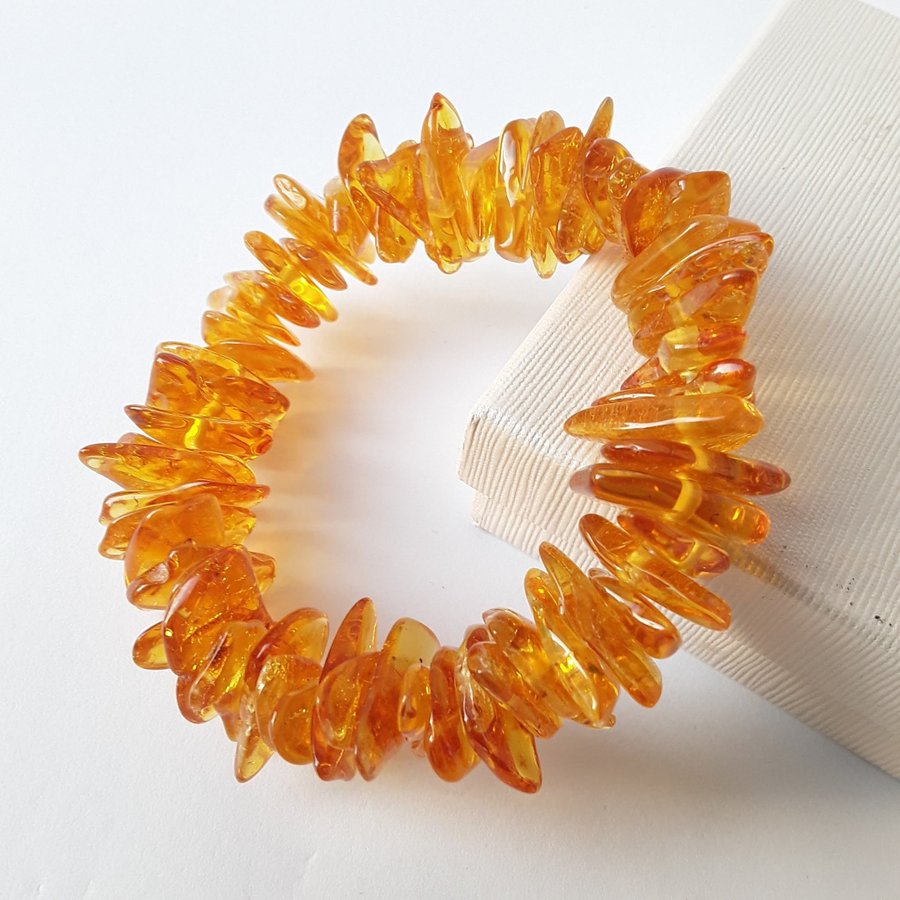 Baltic amber bracelet Yellow gemstone stretchy cuff bracelet Honey amber jewelry