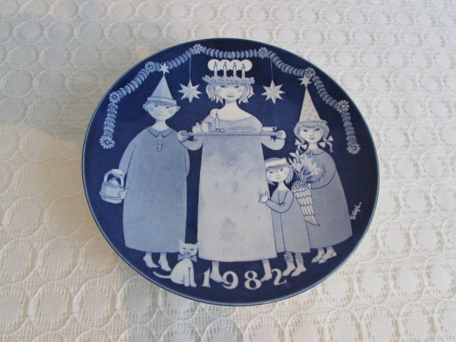 Jultallrik Stig Lindberg Gustavsberg 1982 jul fat Christmas plate Made in Sweden