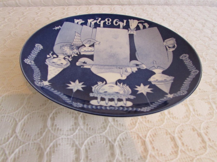 Jultallrik Stig Lindberg Gustavsberg 1982 jul fat Christmas plate Made in Sweden