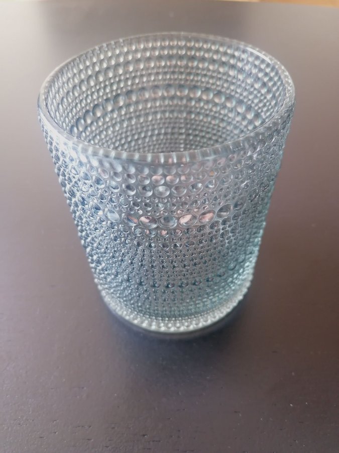 Glaslykta 13x10cm Ljusblå i Glas Toppskick Droppärla