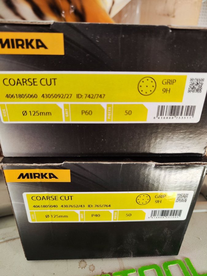 Mirka Slippapper P40, P60, 125mm