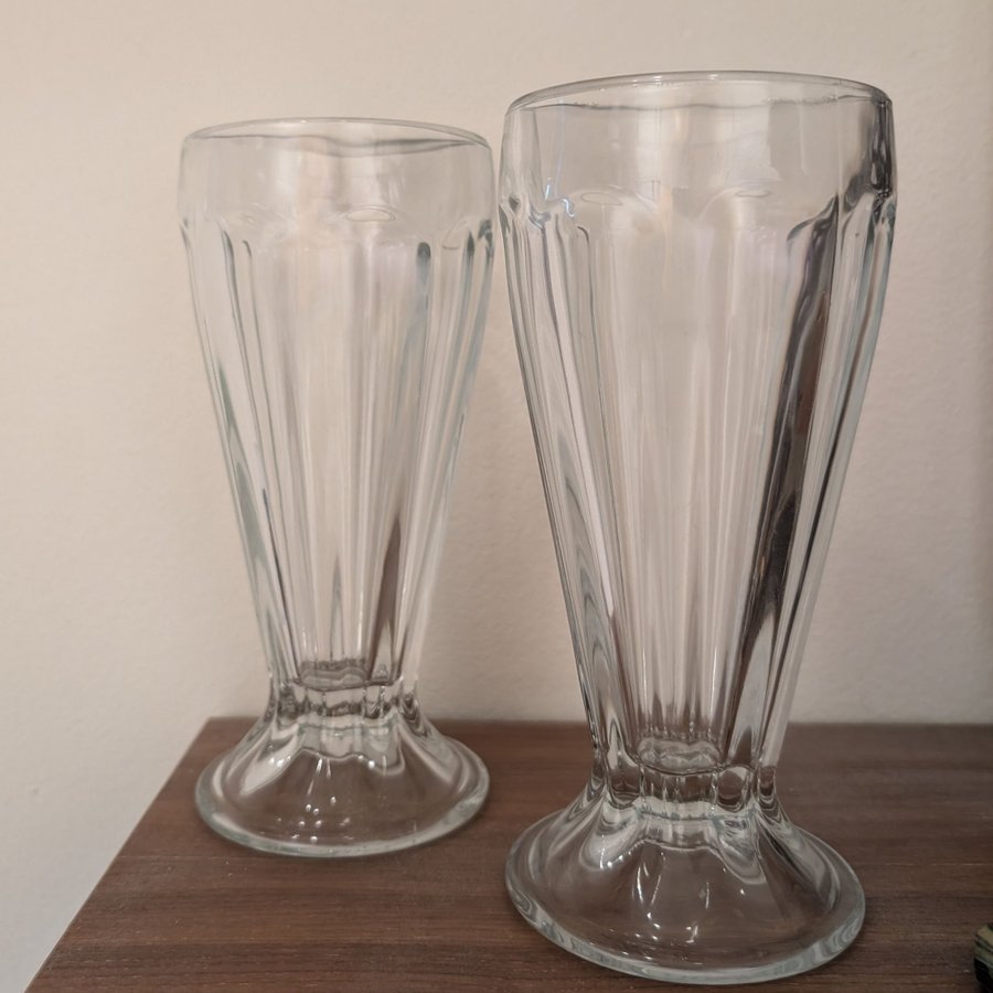 MILKSHAKE GLAS - KLARGLAS - 2 STYCKEN - RETRO - VINTAGE