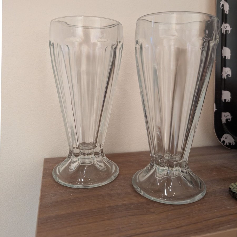 MILKSHAKE GLAS - KLARGLAS - 2 STYCKEN - RETRO - VINTAGE