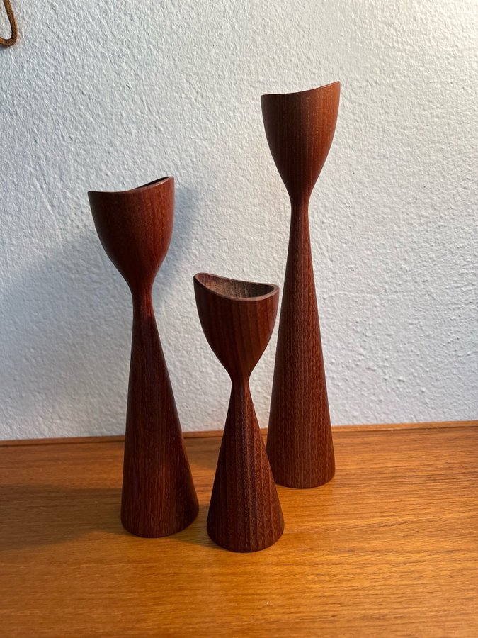 3 st snygg ljusstakar i teak, dansk design ?