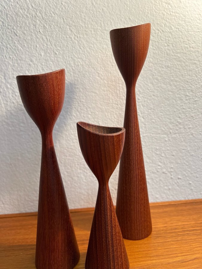 3 st snygg ljusstakar i teak, dansk design ?