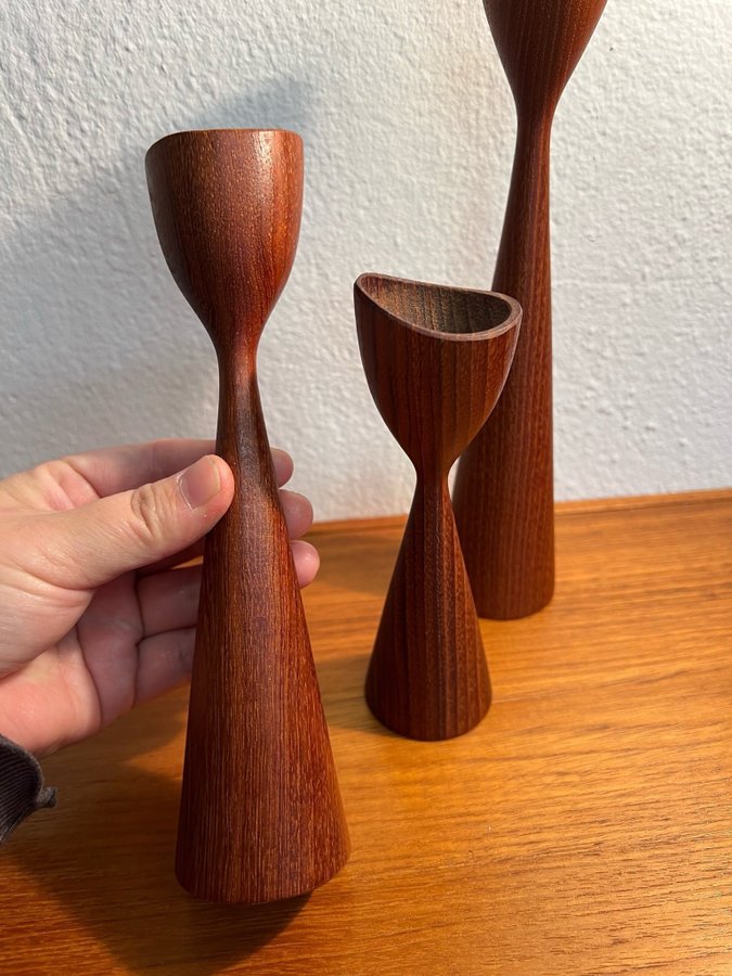 3 st snygg ljusstakar i teak, dansk design ?