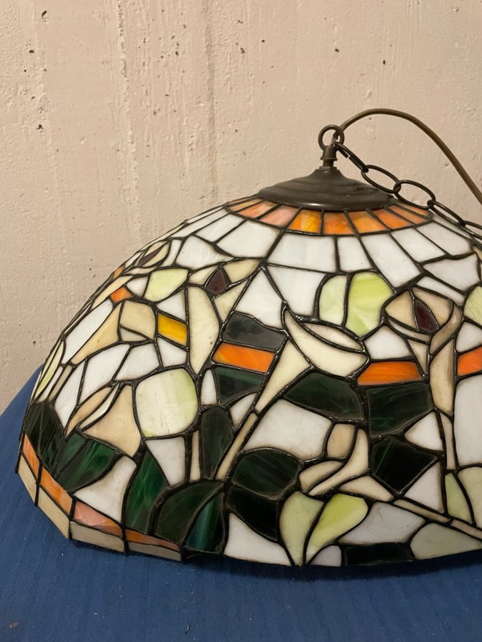 Vintage Lampa Taklampa i glas "Tiffany"