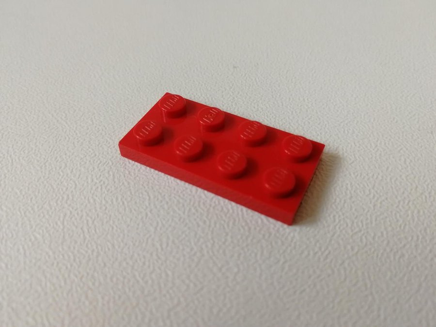 Lego - plate - platt - bas - 2x4 - part 3020 - röd