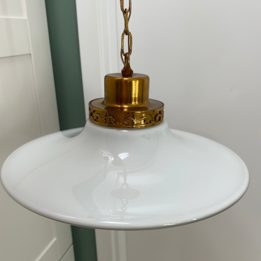 Taklampa Glas Mässing TYRINGE KONSTHANTVERK Pendel Lampa 50-tal 60-tal Retro