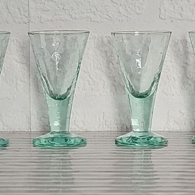 4 st snapsgl STOCKHOLMS GLASBRUK krackelerat glas Skansen glas 1900 tal mitt