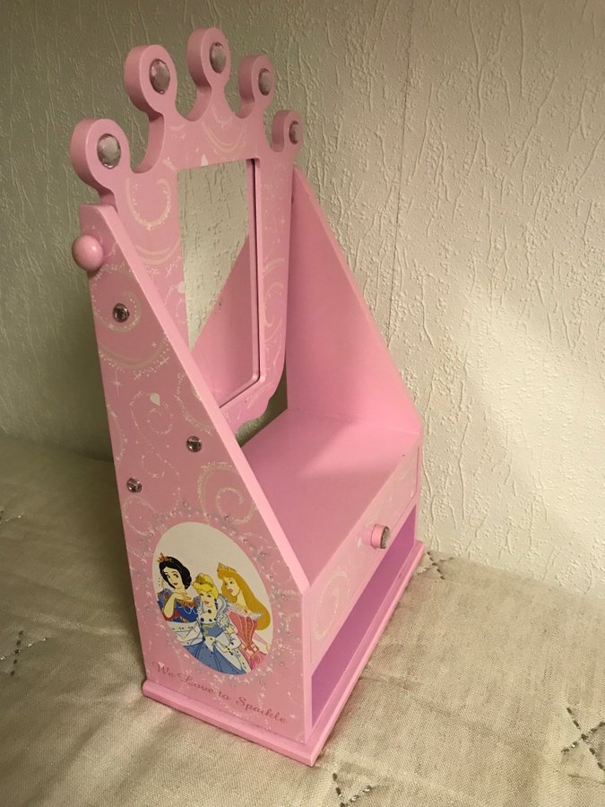 Mini SMINKBORD i TRÄ - SMINKSPEGEL DISNEY PRINSESSOR perfekt Inredning tjej rum