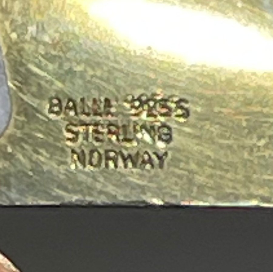 RETRO / VINTAGE SILVER OCH EMALJ BROSCH SIG. BALLE NORWAY