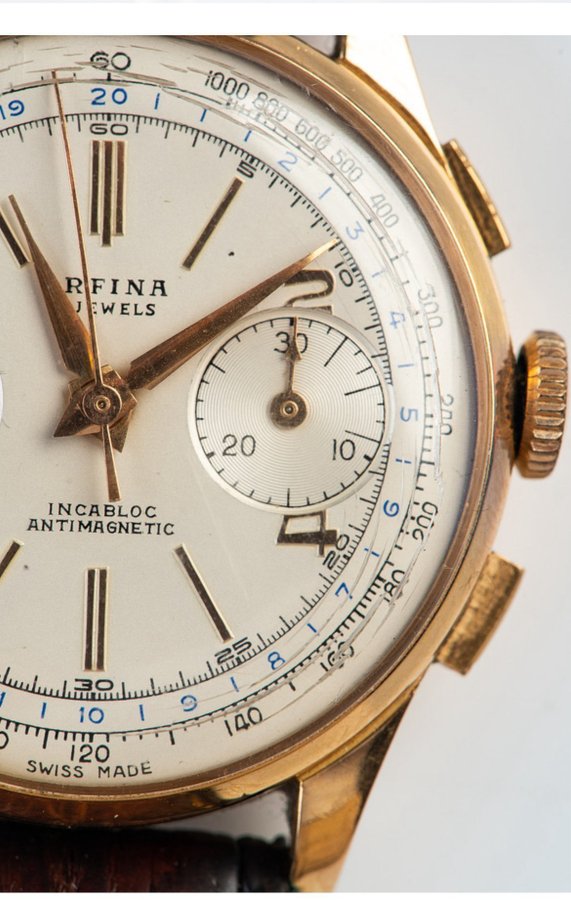 Orfina Chronograph 18k guld ej fungerande Landeron 248